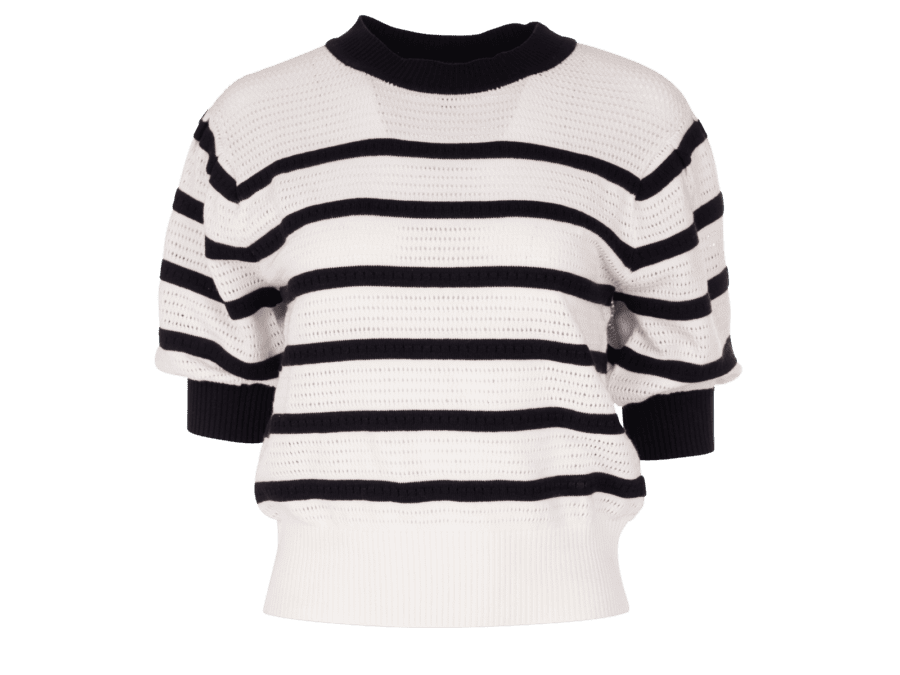 JEL 30-1 Gebreide trui met pof mouw – zwart, L - Wibra