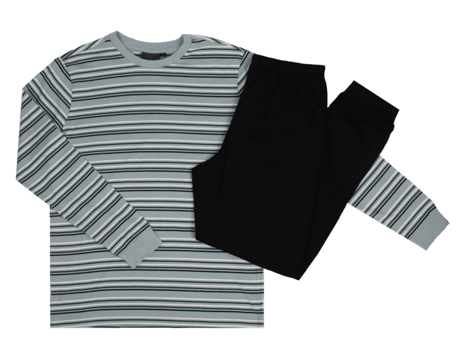 Heren pyjama gestreept – zwart, L - Wibra