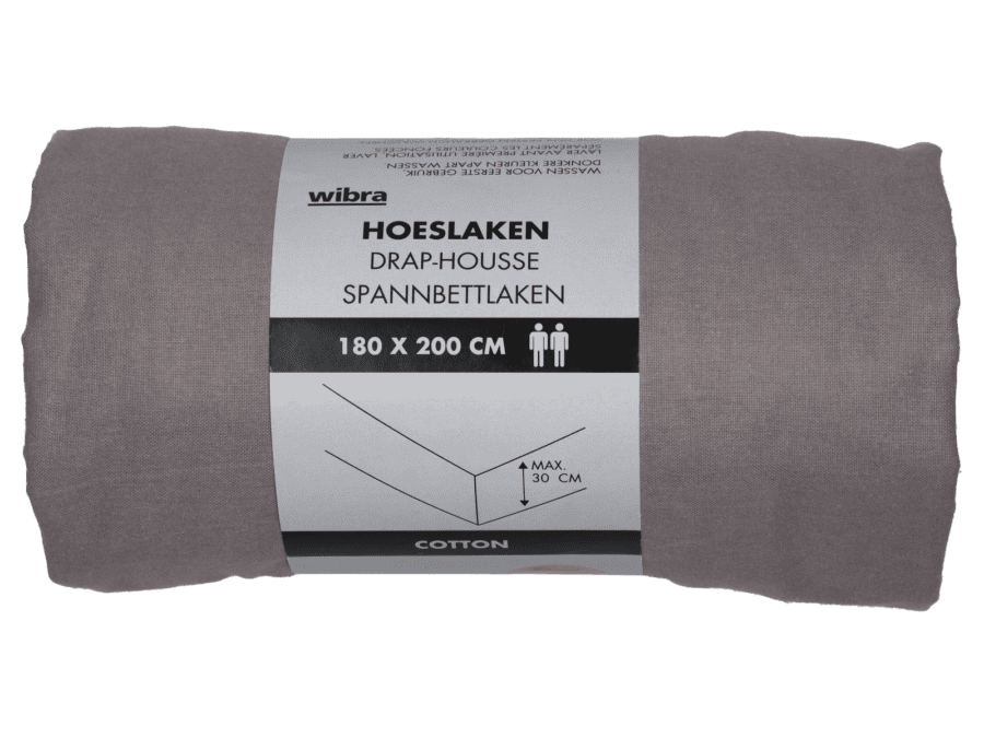 Hoeslaken - 180 x 200 cm - antraciet - Wibra