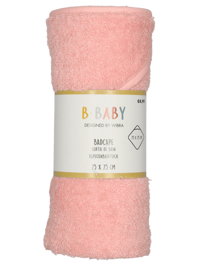 Badcape handdoek baby – roze - Wibra