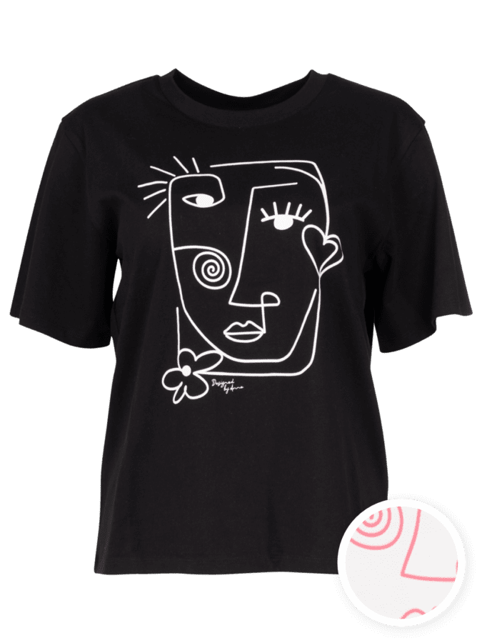 T-shirt print gezicht - plus size - Wibra